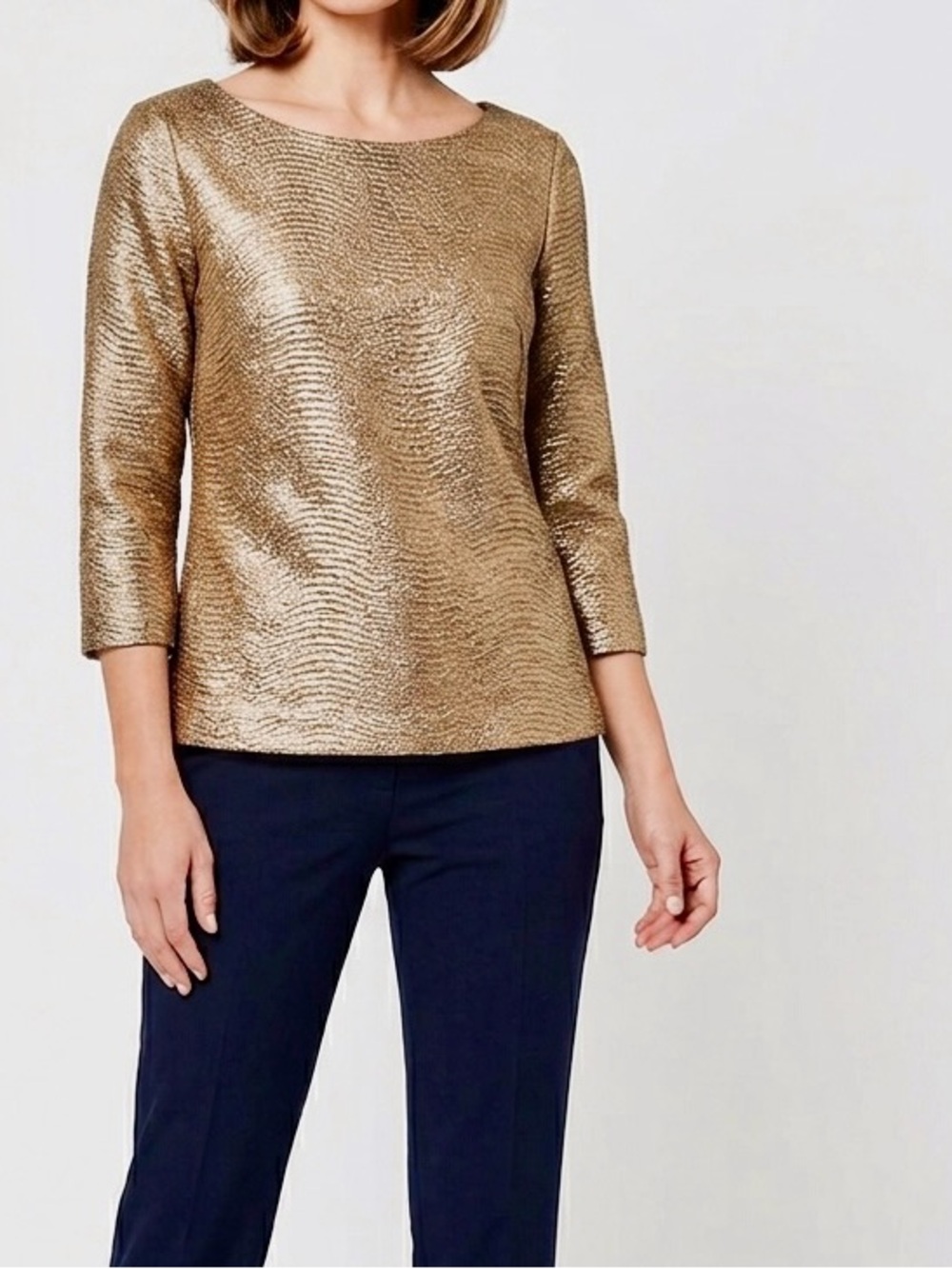 CLUB MONACO Shimmering Gold Top - Cocktail Party, Wedding, New Years Eve Blouse